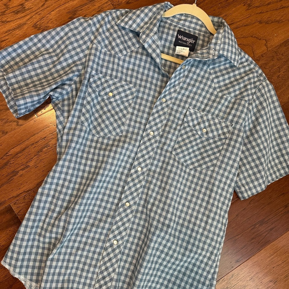 Wrangler Blue Plaid Pearl Snap
